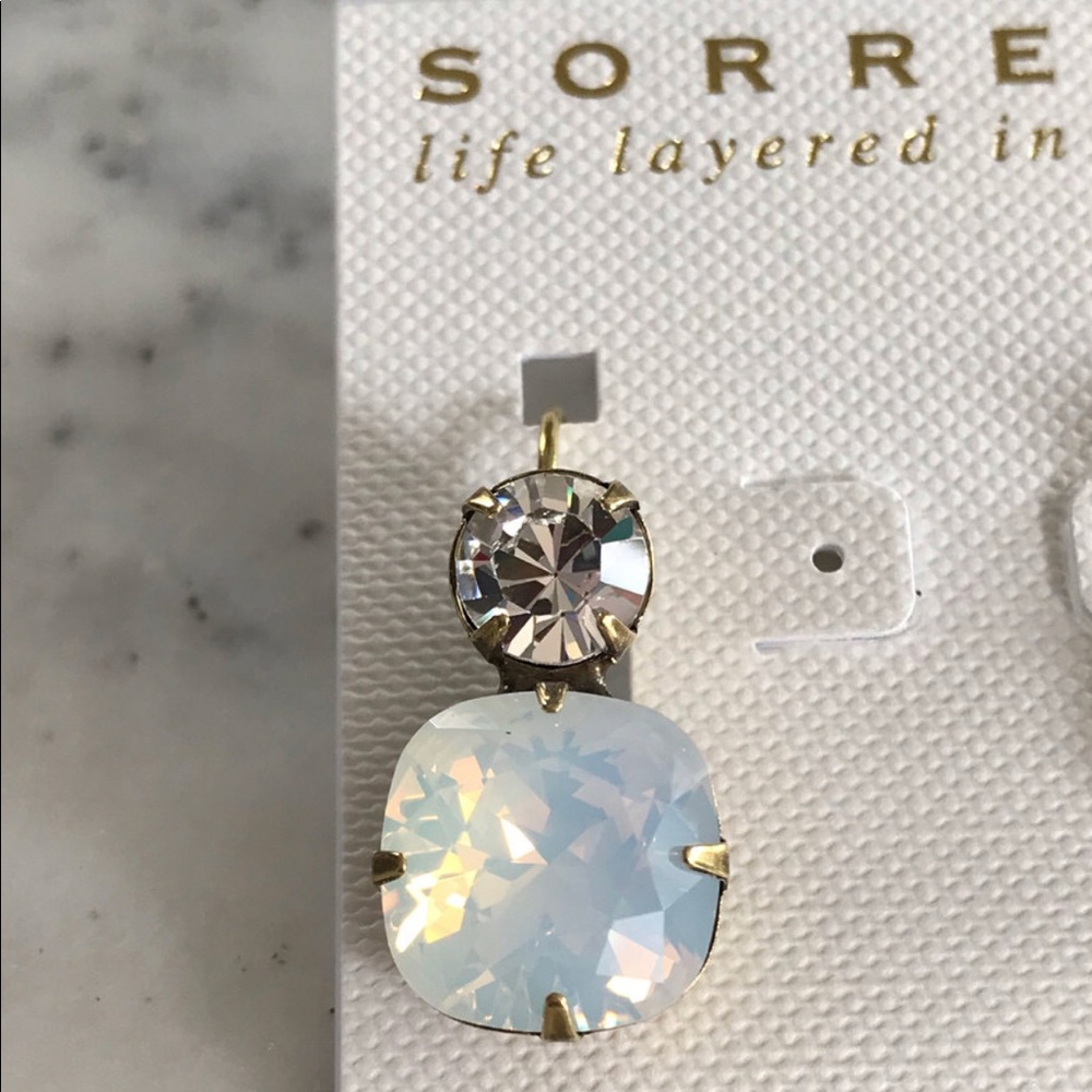 White Opal Frost Crystal & Clear Earring,NWT - Picture 2 of 2